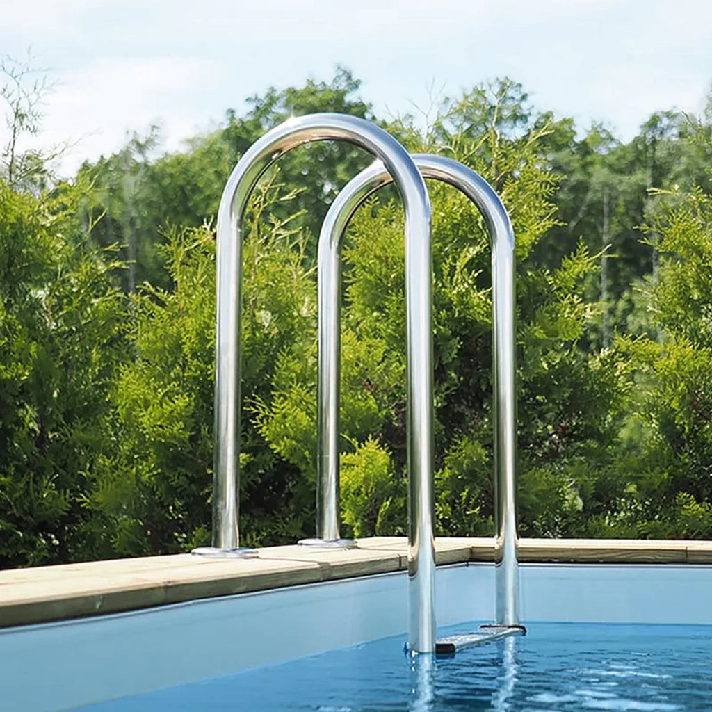 Träpool från Enkla Poolen metalltege till pool