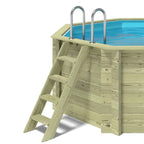 Träpool Bris från Enkla Poolen detljbild på trästege